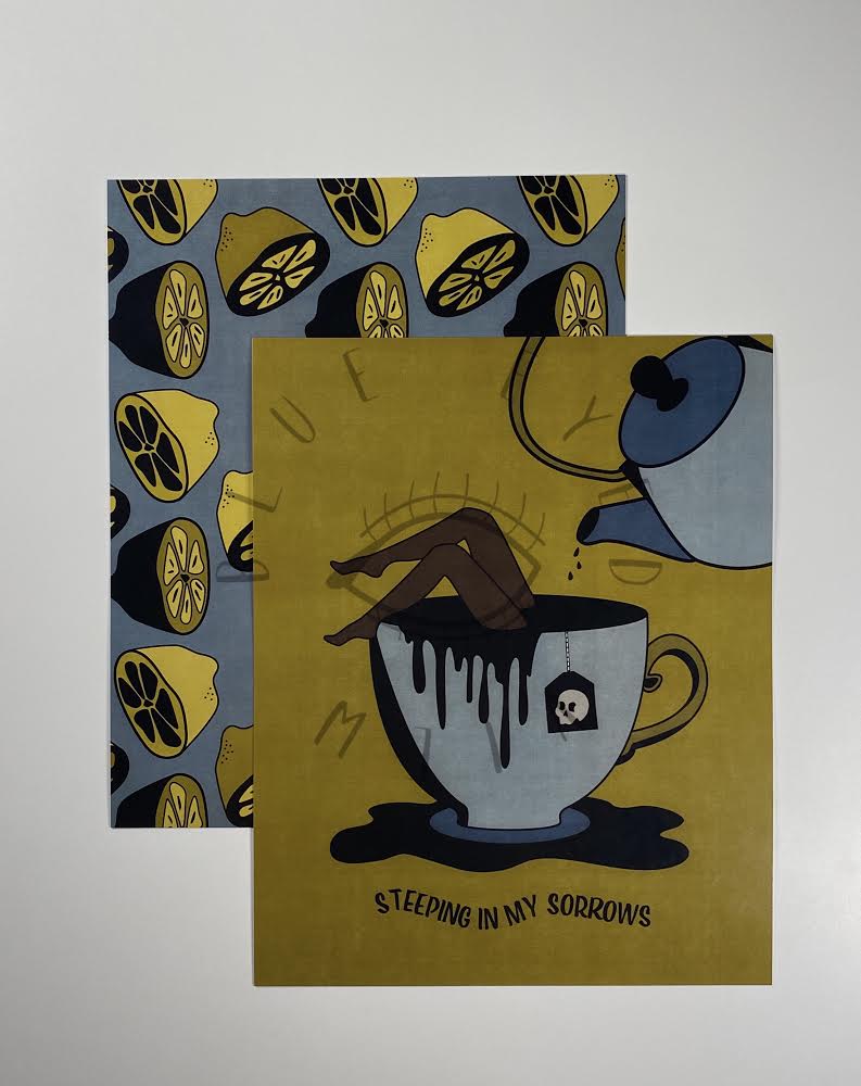 Steeping in my Sorrows Collection. Juice the Darkness Digital Print. Limited Edition. Lemons